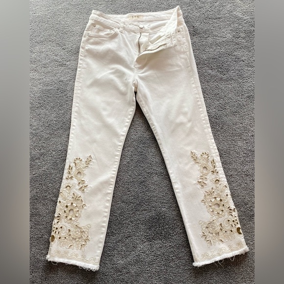 We The Free Women's Cream Embroidered Jeans - Picture 1 of 10